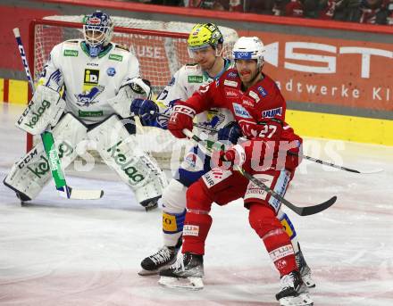 EBEL. Eishockey Bundesliga. EC KAC gegen VSV.   Thomas hundertpfund,  (KAC),  Arturs Kulda, Alexander Schmidt   (VSV). Klagenfurt, am 14.3.2023.
Foto: Kuess
www.qspictures.net
---
pressefotos, pressefotografie, kuess, qs, qspictures, sport, bild, bilder, bilddatenbank