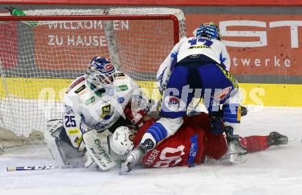 EBEL. Eishockey Bundesliga. EC KAC gegen VSV.  Matthew Fraser,   (KAC),  Arturs Kulda, Alexander Schmidt   (VSV). Klagenfurt, am 14.3.2023.
Foto: Kuess
www.qspictures.net
---
pressefotos, pressefotografie, kuess, qs, qspictures, sport, bild, bilder, bilddatenbank