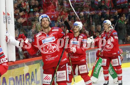 EBEL. Eishockey Bundesliga. EC KAC gegen VSV.   Thomas Hundertpfund, Thomas Vallant, Mike Zalewski  (KAC). Klagenfurt, am 14.3.2023.
Foto: Kuess
www.qspictures.net
---
pressefotos, pressefotografie, kuess, qs, qspictures, sport, bild, bilder, bilddatenbank