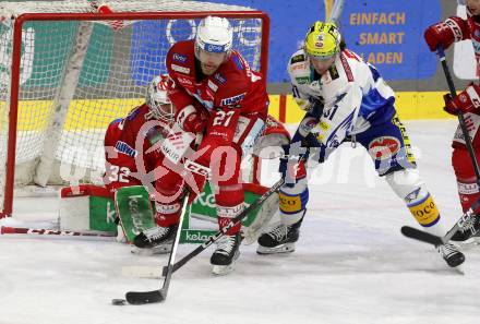 EBEL. Eishockey Bundesliga. EC KAC gegen VSV.  Thomas Hundertpfund, (KAC),  Marco Richter     (VSV). Klagenfurt, am 14.3.2023.
Foto: Kuess
www.qspictures.net
---
pressefotos, pressefotografie, kuess, qs, qspictures, sport, bild, bilder, bilddatenbank