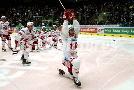 EBEL. Eishockey Bundesliga. EC VSV gegen KAC.   Jubel Marcel Witting (KAC). Villach, am 17.3.2023.
Foto: Kuess
www.qspictures.net
---
pressefotos, pressefotografie, kuess, qs, qspictures, sport, bild, bilder, bilddatenbank