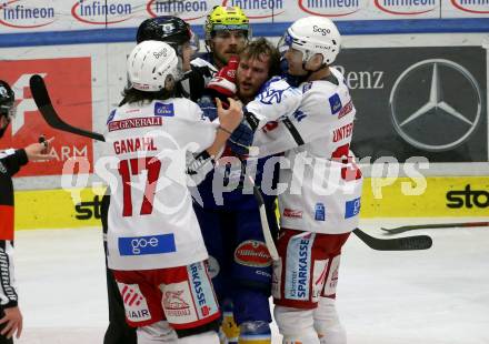 EBEL. Eishockey Bundesliga. EC VSV gegen KAC.  Alexander Rauchenwald,  (VSV),   Manuel Ganahl, Cllemens Unterweger  (KAC). Villach, am 17.3.2023.
Foto: Kuess
www.qspictures.net
---
pressefotos, pressefotografie, kuess, qs, qspictures, sport, bild, bilder, bilddatenbank