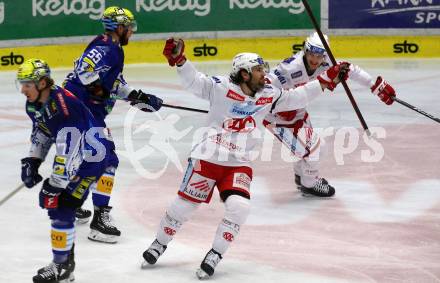 EBEL. Eishockey Bundesliga. EC VSV gegen KAC.  Torjubel Marcel Witting  (KAC). Villach, am 17.3.2023.
Foto: Kuess
www.qspictures.net
---
pressefotos, pressefotografie, kuess, qs, qspictures, sport, bild, bilder, bilddatenbank