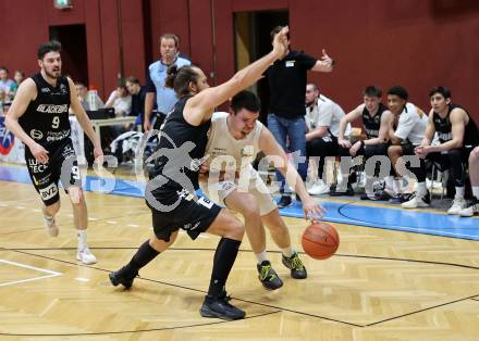 Basketball 2. Liga 2022/2023. Playoff.  2. Runde. KOS Celovec gegen Guessing Blackbirds.   Grega Sajevic (KOS), Florian Poecksteiner  (Guessing). Klagenfurt, am 19.3.2023.
Foto: Kuess
www.qspictures.net
---
pressefotos, pressefotografie, kuess, qs, qspictures, sport, bild, bilder, bilddatenbank