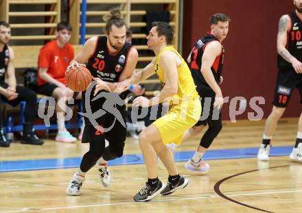 Basketball 2. Liga 2022/2023. Playoff.  2. Runde. Woerthersee Piraten gegen Mistelbach Mustangs. Jan-Arne Apschner   (Piraten), Ian Moschik  (Mistelbach). Klagenfurt, am 18.3.2023.
Foto: Kuess
www.qspictures.net
---
pressefotos, pressefotografie, kuess, qs, qspictures, sport, bild, bilder, bilddatenbank