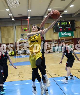 Basketball 2. Liga 2022/2023. Playoff.  2. Runde. Woerthersee Piraten gegen Mistelbach Mustangs.  Felix Leindecker  (Piraten), Michal Norwa  (Mistelbach). Klagenfurt, am 18.3.2023.
Foto: Kuess
www.qspictures.net
---
pressefotos, pressefotografie, kuess, qs, qspictures, sport, bild, bilder, bilddatenbank