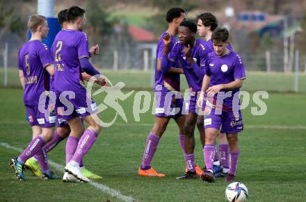 Fussball. Kaerntner Liga. Kraig gegen Austria Klagenfurt Amateure.  Torjubel Mersei Dieu Nsandi  (Klagenfurt). Treibach, 25.3.2023
Foto: Kuess


---
pressefotos, pressefotografie, kuess, qs, qspictures, sport, bild, bilder, bilddatenbank
