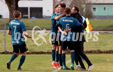 Fussball. Kaerntner Liga. Kraig gegen Austria Klagenfurt Amateure.  Torjubel Marco Pusnik  (Kraig). Treibach, 25.3.2023
Foto: Kuess


---
pressefotos, pressefotografie, kuess, qs, qspictures, sport, bild, bilder, bilddatenbank