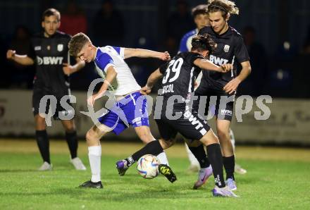 Fussball. Regionalliga. Treibach gegen LASK Amateure OOE.   Stefan Ebner, (Treibach),    Rocco Vicol  (LASK). Treibach, 24.3.2023
Foto: Kuess


---
pressefotos, pressefotografie, kuess, qs, qspictures, sport, bild, bilder, bilddatenbank