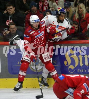 EBEL. Eishockey Bundesliga. EC KAC gegen Salzburg.   Clemens Unterweger, (KAC),    Ali Wukovits   (Salzburg). Klagenfurt, am 26.3.2023.
Foto: Kuess
www.qspictures.net
---
pressefotos, pressefotografie, kuess, qs, qspictures, sport, bild, bilder, bilddatenbank