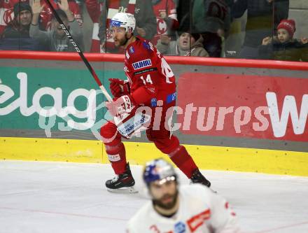 EBEL. Eishockey Bundesliga. EC KAC gegen Salzburg.   Torjubel Paul Postma  (KAC).  Klagenfurt, am 26.3.2023.
Foto: Kuess
www.qspictures.net
---
pressefotos, pressefotografie, kuess, qs, qspictures, sport, bild, bilder, bilddatenbank