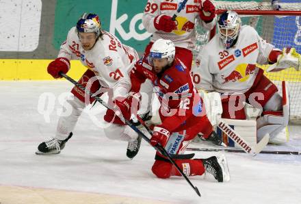 EBEL. Eishockey Bundesliga. EC KAC gegen Salzburg.    Rok Ticar,  (KAC),   Troy Wayne Bourke, Atte Tolvanen (Salzburg). Klagenfurt, am 26.3.2023.
Foto: Kuess
www.qspictures.net
---
pressefotos, pressefotografie, kuess, qs, qspictures, sport, bild, bilder, bilddatenbank