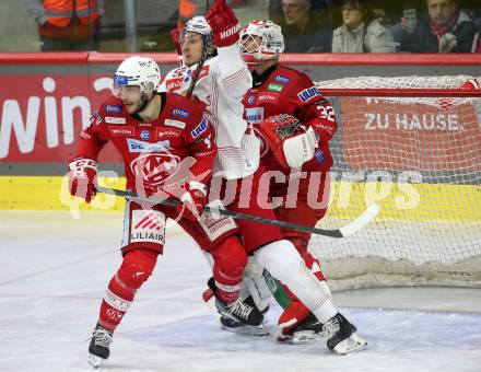 EBEL. Eishockey Bundesliga. EC KAC gegen Salzburg.  Lukas Haudum, Sebastian Dahm,   (KAC), Paul Huber    (Salzburg). Klagenfurt, am 31.3.2023.
Foto: Kuess
www.qspictures.net
---
pressefotos, pressefotografie, kuess, qs, qspictures, sport, bild, bilder, bilddatenbank