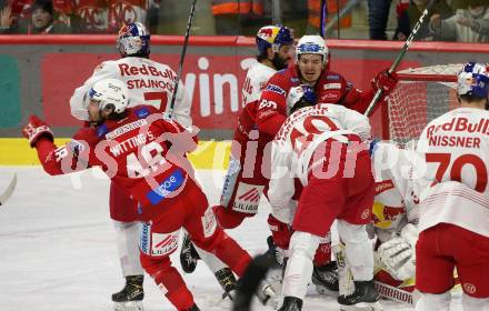 EBEL. Eishockey Bundesliga. EC KAC gegen Salzburg.    Torjubel Samuel Witting, Nikolaus Kraus (KAC).  Klagenfurt, am 31.3.2023.
Foto: Kuess
www.qspictures.net
---
pressefotos, pressefotografie, kuess, qs, qspictures, sport, bild, bilder, bilddatenbank