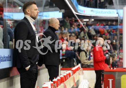 EBEL. Eishockey Bundesliga. EC KAC gegen Salzburg.  Co-Trainer Juha Vuori, Trainer Petri Matikainen   (KAC).  Klagenfurt, am 31.3.2023.
Foto: Kuess
www.qspictures.net
---
pressefotos, pressefotografie, kuess, qs, qspictures, sport, bild, bilder, bilddatenbank