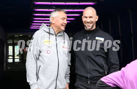 Fussball Bundesliga. SK Austria Klagenfurt gegen Sturm Graz.  Trainer Peter Pacult, (Klagenfurt),   Trainer Christian Ilzer  (Graz).  Klagenfurt, am 16.4.2023.
Foto: Kuess
---
pressefotos, pressefotografie, kuess, qs, qspictures, sport, bild, bilder, bilddatenbank