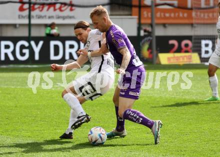 Fussball Bundesliga. SK Austria Klagenfurt gegen Sturm Graz. Florian Jaritz,   (Klagenfurt),    Stefan Hierlaender (Graz).  Klagenfurt, am 16.4.2023.
Foto: Kuess
---
pressefotos, pressefotografie, kuess, qs, qspictures, sport, bild, bilder, bilddatenbank