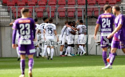 Fussball Bundesliga. SK Austria Klagenfurt gegen Sturm Graz.  Torjubel  (Graz).  Klagenfurt, am 16.4.2023.
Foto: Kuess
---
pressefotos, pressefotografie, kuess, qs, qspictures, sport, bild, bilder, bilddatenbank