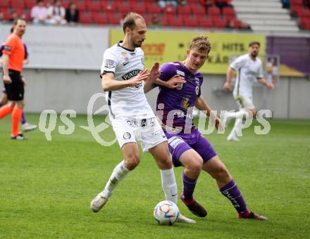 Fussball Bundesliga. SK Austria Klagenfurt gegen Sturm Graz.  Nicolas Binder,  (Klagenfurt),    Jan Gorenc Stankovic (Graz).  Klagenfurt, am 16.4.2023.
Foto: Kuess
---
pressefotos, pressefotografie, kuess, qs, qspictures, sport, bild, bilder, bilddatenbank