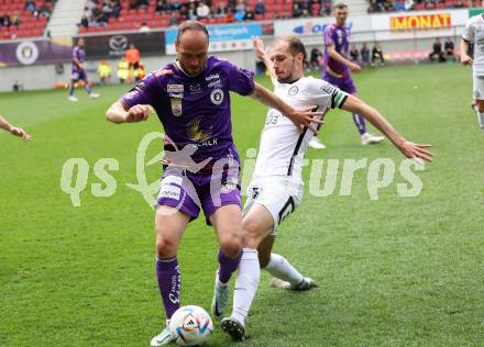 Fussball Bundesliga. SK Austria Klagenfurt gegen Sturm Graz.  Rico Benatelli,  (Klagenfurt),    Jan Gorenc Stankovic (Graz).  Klagenfurt, am 16.4.2023.
Foto: Kuess
---
pressefotos, pressefotografie, kuess, qs, qspictures, sport, bild, bilder, bilddatenbank