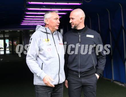 Fussball Bundesliga. SK Austria Klagenfurt gegen Sturm Graz.  Trainer Peter Pacult, (Klagenfurt), Trainer Christian Ilzer    (Graz).  Klagenfurt, am 16.4.2023.
Foto: Kuess
---
pressefotos, pressefotografie, kuess, qs, qspictures, sport, bild, bilder, bilddatenbank