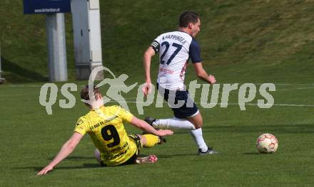 Fussball. Unterliga Ost. St. Veit  gegen Bad St. Leonhard.  Oliver Krappinger  (St. Veit),   Franz Steinkellner (Bad St. Leonhard). St. Veit, 1.4.2023.
Foto: Kuess


---
pressefotos, pressefotografie, kuess, qs, qspictures, sport, bild, bilder, bilddatenbank