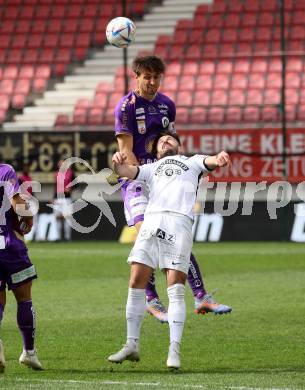 Fussball Bundesliga. SK Austria Klagenfurt gegen Sturm Graz.  Thorsten Mahrer, (Klagenfurt),  Albian Ajeti   (Graz).  Klagenfurt, am 16.4.2023.
Foto: Kuess
---
pressefotos, pressefotografie, kuess, qs, qspictures, sport, bild, bilder, bilddatenbank