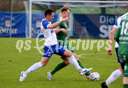 Fussball. Regionalliga. Treibach gegen DSV Leoben.  Julian Salentinig (Treibach),   Florian Freissegger (Leoben). Treibach, 21.4.2023.
Foto: Kuess


---
pressefotos, pressefotografie, kuess, qs, qspictures, sport, bild, bilder, bilddatenbank