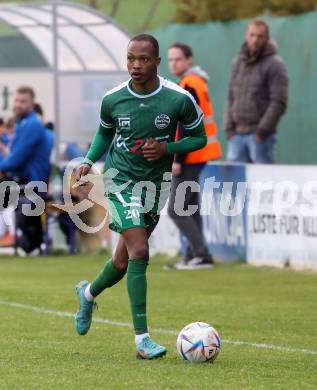 Fussball. Regionalliga. Treibach gegen DSV Leoben.   Michael John Lema (Leoben). Treibach, 21.4.2023.
Foto: Kuess


---
pressefotos, pressefotografie, kuess, qs, qspictures, sport, bild, bilder, bilddatenbank