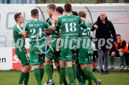 Fussball. Regionalliga. Treibach gegen DSV Leoben.  Torjubel  Thomas Hirschhofer  (Leoben). Treibach, 21.4.2023.
Foto: Kuess


---
pressefotos, pressefotografie, kuess, qs, qspictures, sport, bild, bilder, bilddatenbank