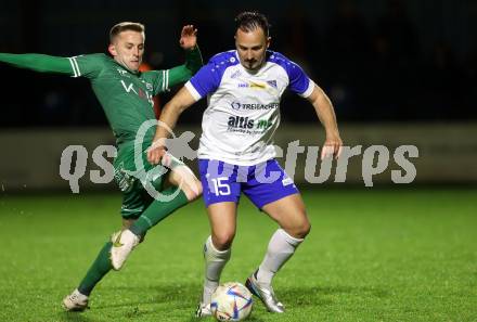 Fussball. Regionalliga. Treibach gegen DSV Leoben.  Vahid Muharemovic (Treibach),    Lorenz Reisinger (Leoben). Treibach, 21.4.2023.
Foto: Kuess


---
pressefotos, pressefotografie, kuess, qs, qspictures, sport, bild, bilder, bilddatenbank