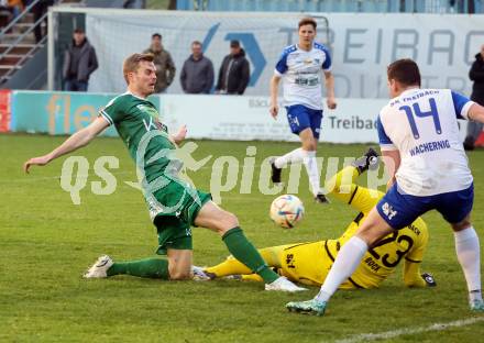 Fussball. Regionalliga. Treibach gegen DSV Leoben.  Hanno Ulrich Wachernig, Patrick Christian Boeck (Treibach),  Thomas Hirschhofer  (Leoben). Treibach, 21.4.2023.
Foto: Kuess


---
pressefotos, pressefotografie, kuess, qs, qspictures, sport, bild, bilder, bilddatenbank