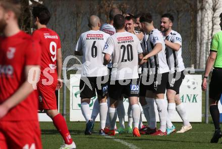 Fussball. Kaerntner Liga. Bleiburg gegen ATSV Wolfsberg.  Torjubel (Bleiburg).  Bleiburg 22.4.2023.
Foto: Kuess


---
pressefotos, pressefotografie, kuess, qs, qspictures, sport, bild, bilder, bilddatenbank