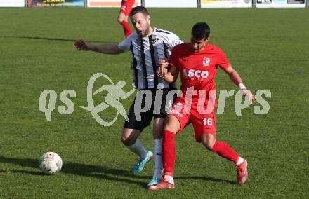 Fussball. Kaerntner Liga. Bleiburg gegen ATSV Wolfsberg.  Adnan Besic  (Bleiburg),    Andraz Paradiz (Wolfsberg). Bleiburg 22.4.2023.
Foto: Kuess


---
pressefotos, pressefotografie, kuess, qs, qspictures, sport, bild, bilder, bilddatenbank