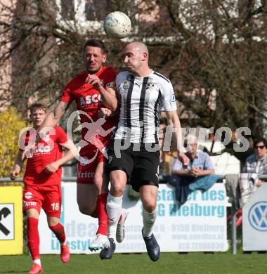 Fussball. Kaerntner Liga. Bleiburg gegen ATSV Wolfsberg.  Nikola Tolimir  (Bleiburg),    Patrick Pfennich (Wolfsberg). Bleiburg 22.4.2023.
Foto: Kuess


---
pressefotos, pressefotografie, kuess, qs, qspictures, sport, bild, bilder, bilddatenbank