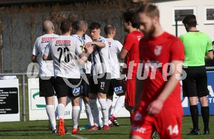 Fussball. Kaerntner Liga. Bleiburg gegen ATSV Wolfsberg.  Torjubel (Bleiburg).  Bleiburg 22.4.2023.
Foto: Kuess


---
pressefotos, pressefotografie, kuess, qs, qspictures, sport, bild, bilder, bilddatenbank