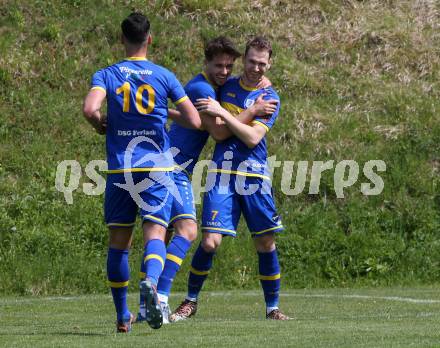 Fussball. 1. Klasse D. DSG Ferlach gegen Tainach.  Torjubel Michael Krainer  (Ferlach).  Ferlach 29.4.2023.
Foto: Kuess


---
pressefotos, pressefotografie, kuess, qs, qspictures, sport, bild, bilder, bilddatenbank