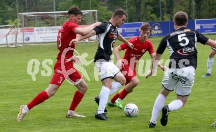 Fussball. Kaerntner Liga. Ferlach gegen Gmuend.  Alexander Weiss  (Ferlach),   Marvin Metzler (Gmuend). Ferlach 29.4.2023.
Foto: Kuess


---
pressefotos, pressefotografie, kuess, qs, qspictures, sport, bild, bilder, bilddatenbank