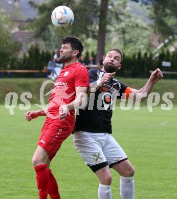 Fussball. Kaerntner Liga. Ferlach gegen Gmuend.  Stephan Buergler   (Ferlach),    Udo Gasser (Gmuend). Ferlach 29.4.2023.
Foto: Kuess


---
pressefotos, pressefotografie, kuess, qs, qspictures, sport, bild, bilder, bilddatenbank