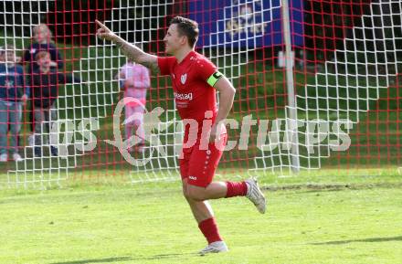 Fussball. Kaerntner Liga. Ferlach gegen Gmuend.  Torjubel Dominik Mak   (Ferlach). Ferlach 29.4.2023.
Foto: Kuess


---
pressefotos, pressefotografie, kuess, qs, qspictures, sport, bild, bilder, bilddatenbank