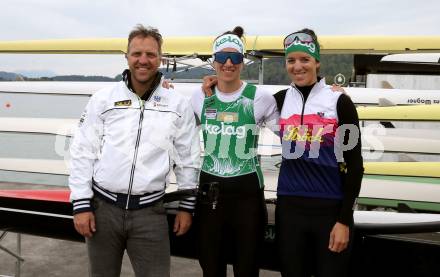 Rudern. Trainer Kurt Traer, Katharina Lobnig, Magdalena Lobnig. Klagenfurt, am 29.4.2023.
Foto: Kuess


---
pressefotos, pressefotografie, kuess, qs, qspictures, sport, bild, bilder, bilddatenbank