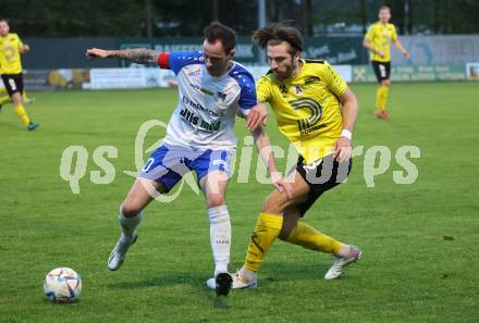 Fussball Rgionalliga. Treibach gegen Allerheiligen.  Kevin Vaschauner   (Treibach),    Matej Grgic (Allerheiligen). Treibach 5.5.2023.
Foto: Kuess


---
pressefotos, pressefotografie, kuess, qs, qspictures, sport, bild, bilder, bilddatenbank