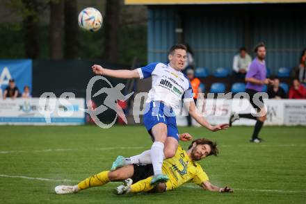 Fussball Rgionalliga. Treibach gegen Allerheiligen.  Hanno Ulrich Wachernig  (Treibach),   Matej Grgic (Allerheiligen). Treibach 5.5.2023.
Foto: Kuess


---
pressefotos, pressefotografie, kuess, qs, qspictures, sport, bild, bilder, bilddatenbank
