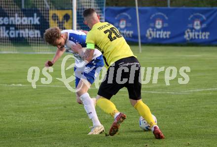 Fussball Rgionalliga. Treibach gegen Allerheiligen.  Mario Michael Kuester  (Treibach),    Bostjan Bizjak (Allerheiligen). Treibach 5.5.2023.
Foto: Kuess


---
pressefotos, pressefotografie, kuess, qs, qspictures, sport, bild, bilder, bilddatenbank