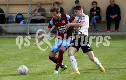 Fussball Kaerntner Liga. Bleiburg gegen Maria Saal.   Marcel Moertl (Bleiburg),   Christoph Orasch (Maria Saal). Bleiburg 6.5.2023.
Foto: Kuess


---
pressefotos, pressefotografie, kuess, qs, qspictures, sport, bild, bilder, bilddatenbank