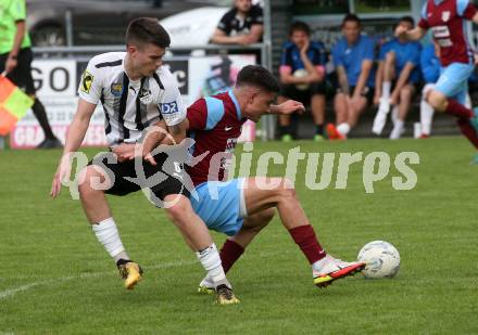 Fussball Kaerntner Liga. Bleiburg gegen Maria Saal.  Teo Mrkonjic  (Bleiburg),   Damjan Jovanovic (Maria Saal). Bleiburg 6.5.2023.
Foto: Kuess


---
pressefotos, pressefotografie, kuess, qs, qspictures, sport, bild, bilder, bilddatenbank