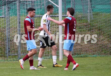 Fussball Kaerntner Liga. Bleiburg gegen Maria Saal.   Torjubel Damjan Jovanovic, Marco Paul Pirker  (Maria Saal). Bleiburg 6.5.2023.
Foto: Kuess


---
pressefotos, pressefotografie, kuess, qs, qspictures, sport, bild, bilder, bilddatenbank