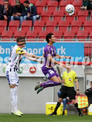 Fussball Bundesliga. SK Austria Klagenfurt gegen LASK. Sebastian Guerra Soto,   (Klagenfurt),   Felix Luckeneder (LASK).  Klagenfurt, am 7.5.2023.
Foto: Kuess
---
pressefotos, pressefotografie, kuess, qs, qspictures, sport, bild, bilder, bilddatenbank