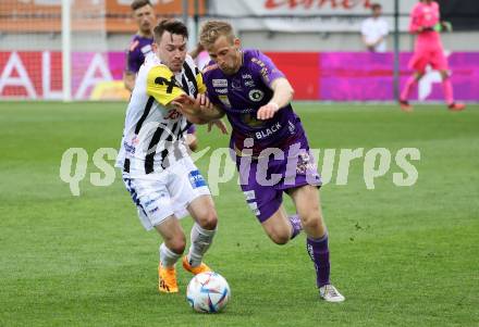 Fussball Bundesliga. SK Austria Klagenfurt gegen LASK.  Christopher CVetko, (Klagenfurt),    Florian Flecker (LASK).  Klagenfurt, am 7.5.2023.
Foto: Kuess
---
pressefotos, pressefotografie, kuess, qs, qspictures, sport, bild, bilder, bilddatenbank