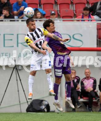 Fussball Bundesliga. SK Austria Klagenfurt gegen LASK. Vesel Demaku,  (Klagenfurt),    Sascha Horvath (LASK).  Klagenfurt, am 7.5.2023.
Foto: Kuess
---
pressefotos, pressefotografie, kuess, qs, qspictures, sport, bild, bilder, bilddatenbank